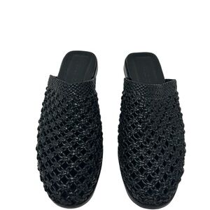 Cole Haan Black Leather Woven Mules
